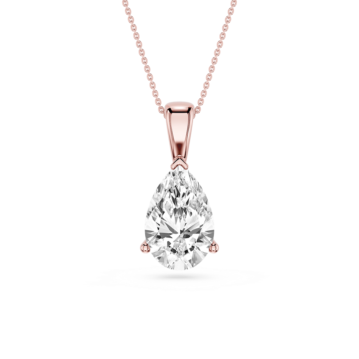Pear Lab Grown Diamond 3 Prong Solitaire Pendant - 16 to 18 Inches
