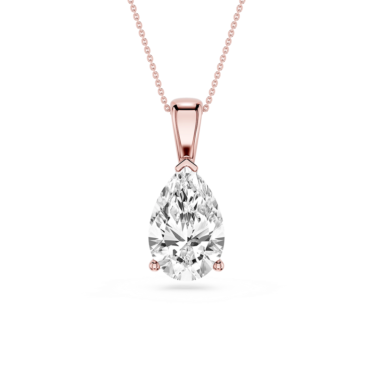 Pear Lab Grown Diamond 3 Prong Solitaire Pendant - 16 to 18 Inches