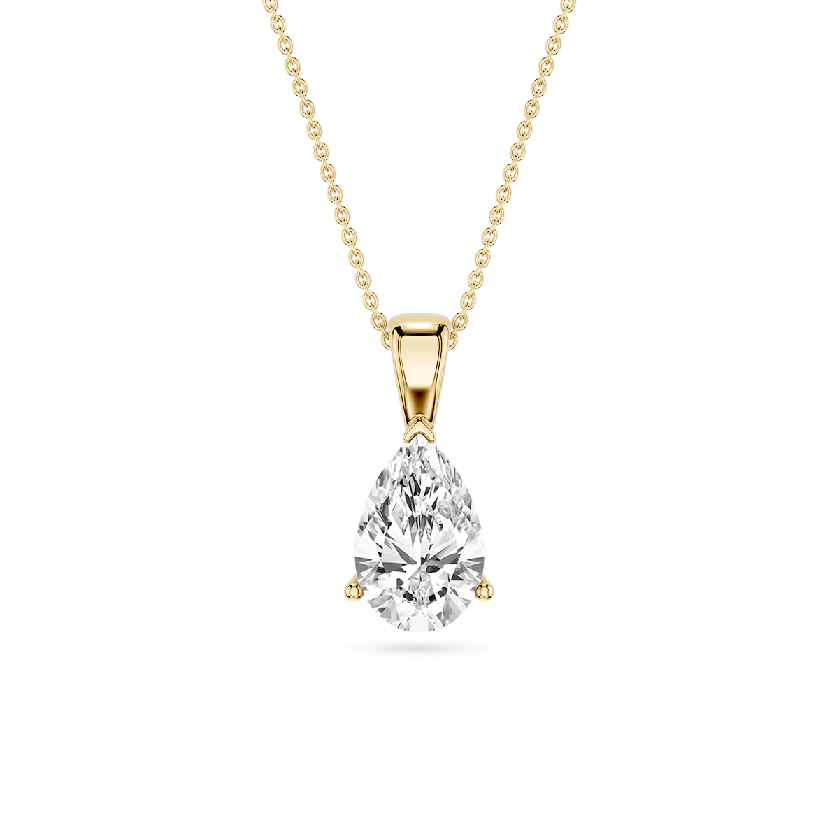Pear Lab Grown Diamond 3 Prong Solitaire Pendant - 16 to 18 Inches