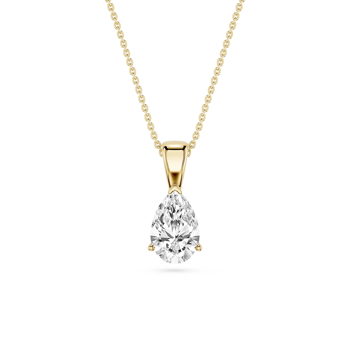 Pear Lab Grown Diamond 3 Prong Solitaire Pendant - 16 to 18 Inches