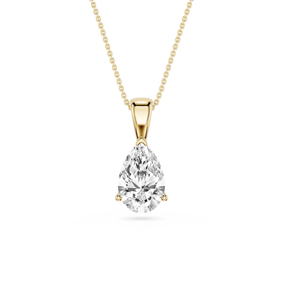 Pear Lab Grown Diamond 3 Prong Solitaire Pendant - 16 to 18 Inches