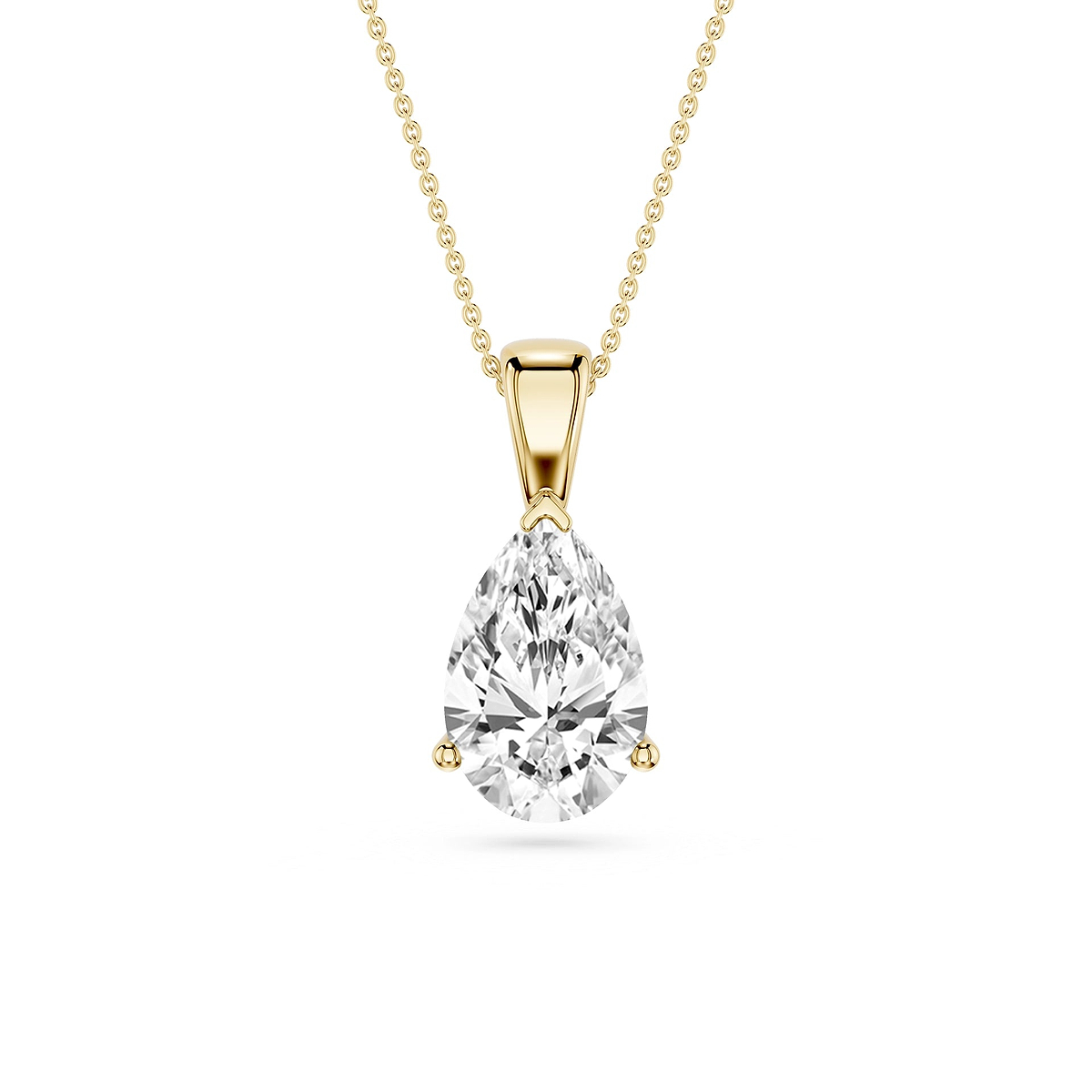 Pear Lab Grown Diamond 3 Prong Solitaire Pendant - 16 to 18 Inches