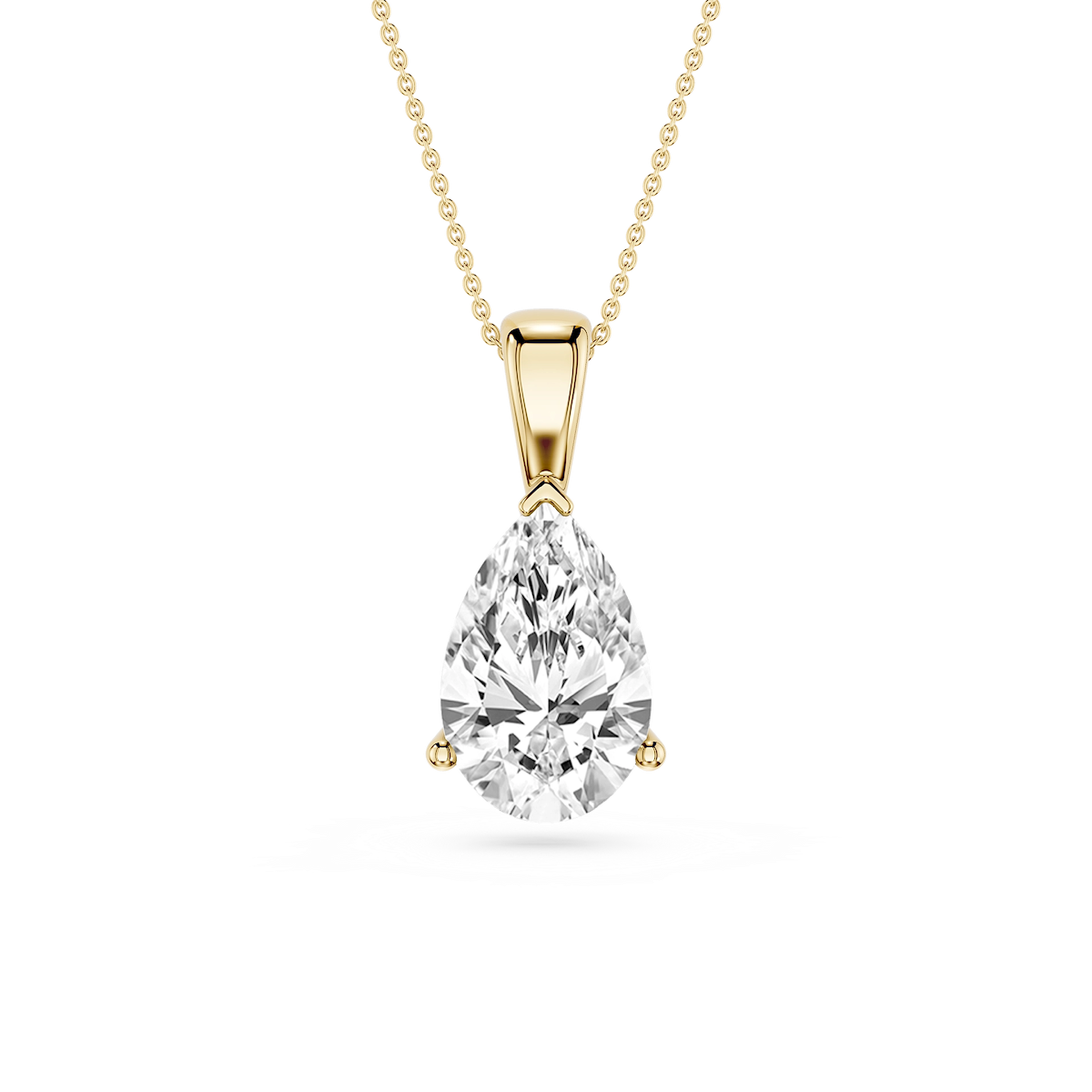 Pear Lab Grown Diamond 3 Prong Solitaire Pendant - 16 to 18 Inches