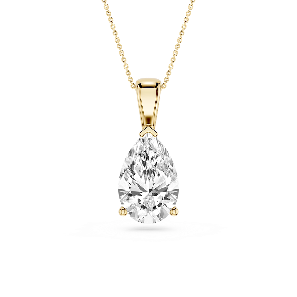 Pear Lab Grown Diamond 3 Prong Solitaire Pendant - 16 to 18 Inches