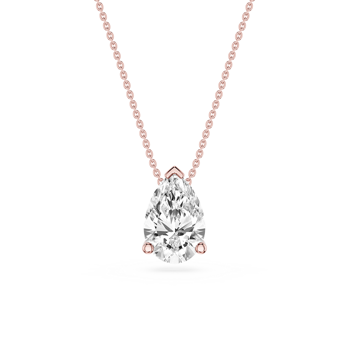 Pear Lab Grown Diamond 3 Prong Solitaire Slider Pendant - 16 to 18 Inches