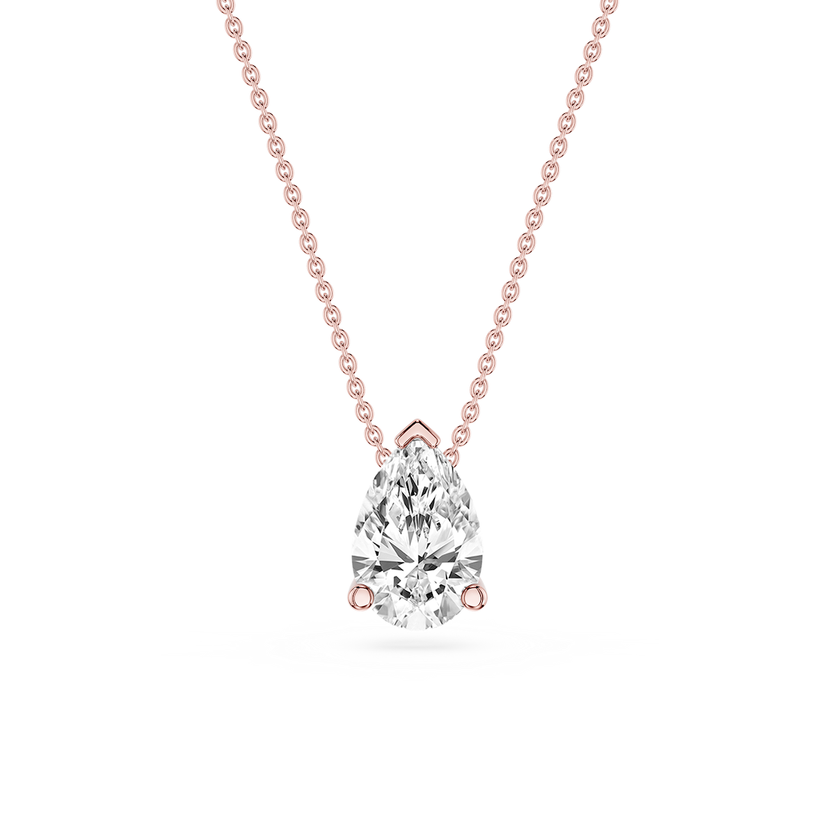 Pear Lab Grown Diamond 3 Prong Solitaire Slider Pendant - 16 to 18 Inches