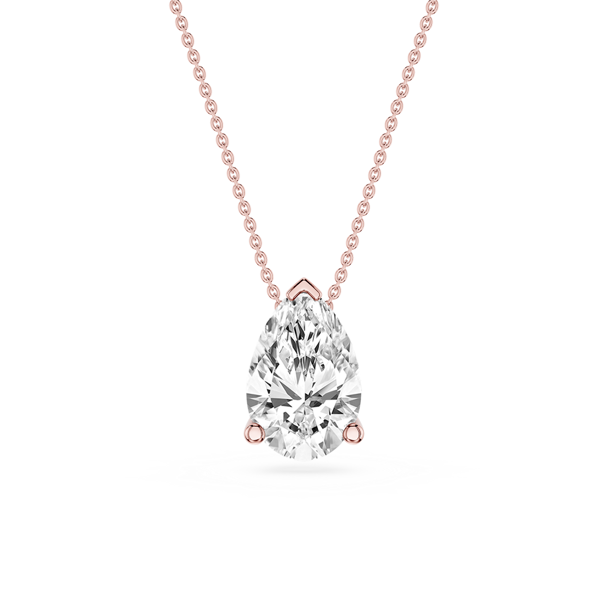 Pear Lab Grown Diamond 3 Prong Solitaire Slider Pendant - 16 to 18 Inches