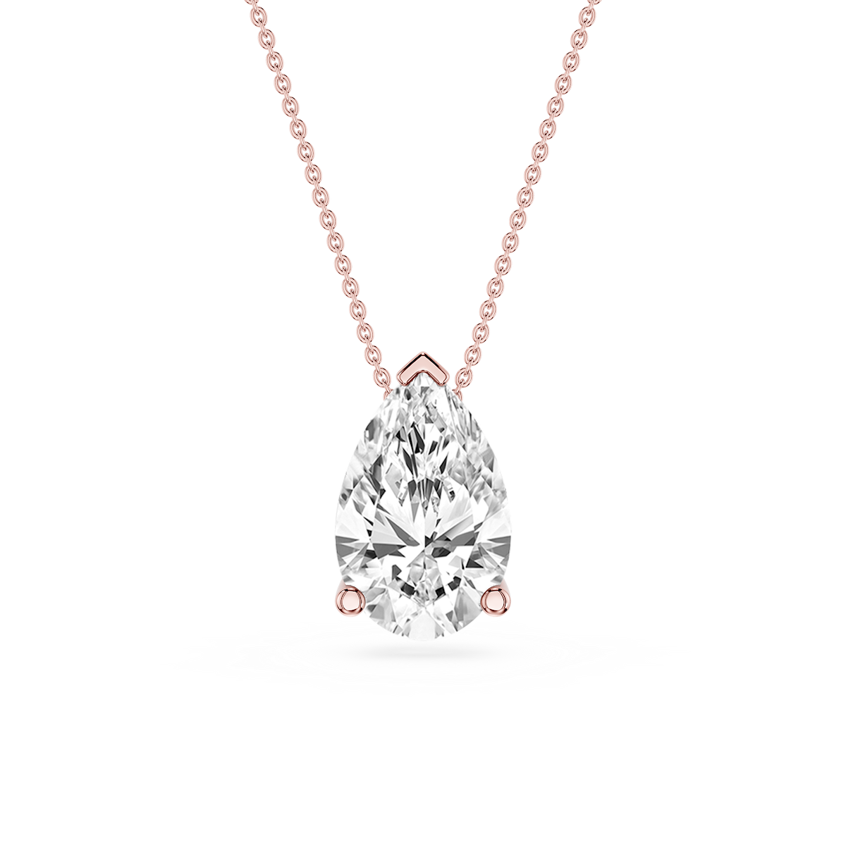 Pear Lab Grown Diamond 3 Prong Solitaire Slider Pendant - 16 to 18 Inches