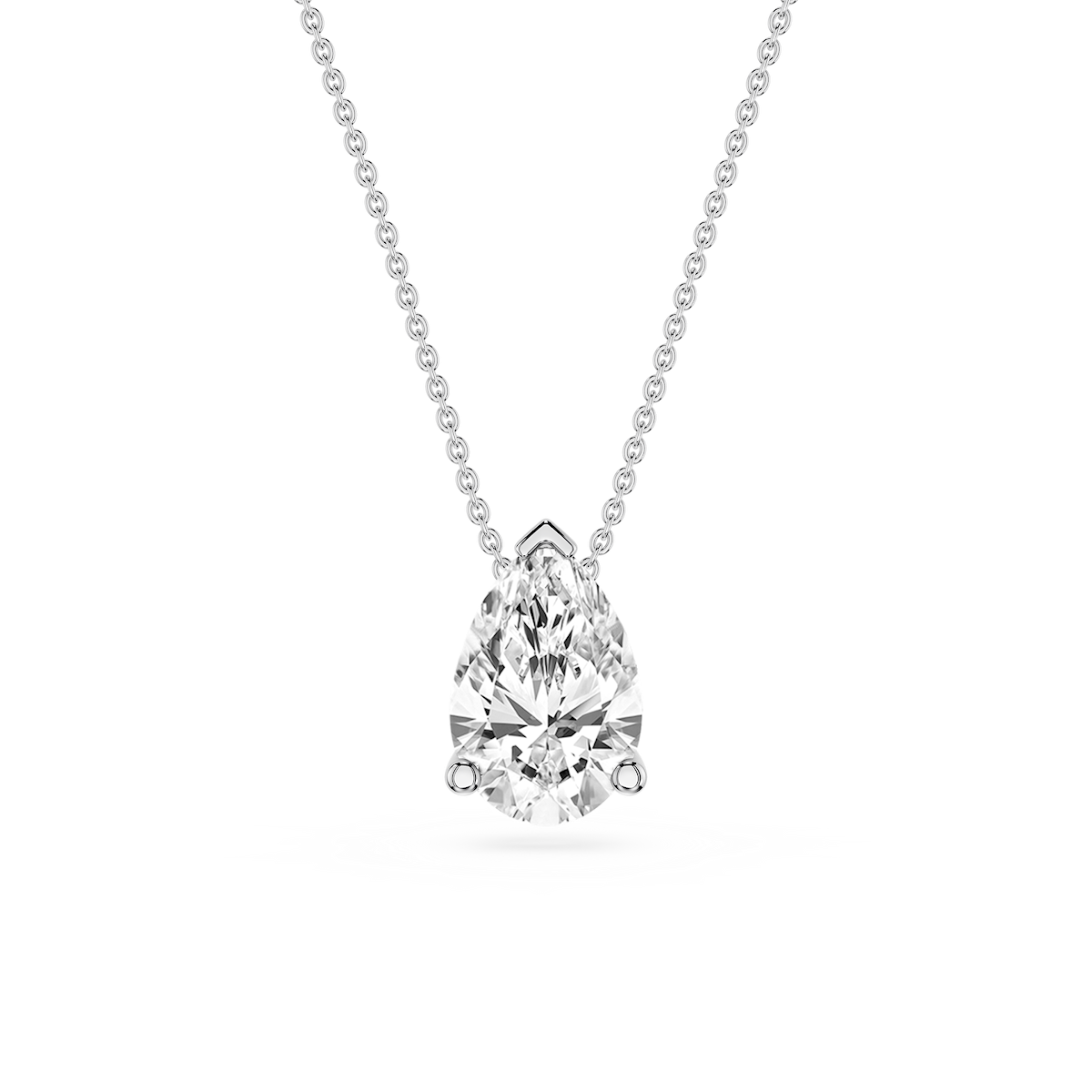 Pear Lab Grown Diamond 3 Prong Solitaire Slider Pendant - 16 to 18 Inches