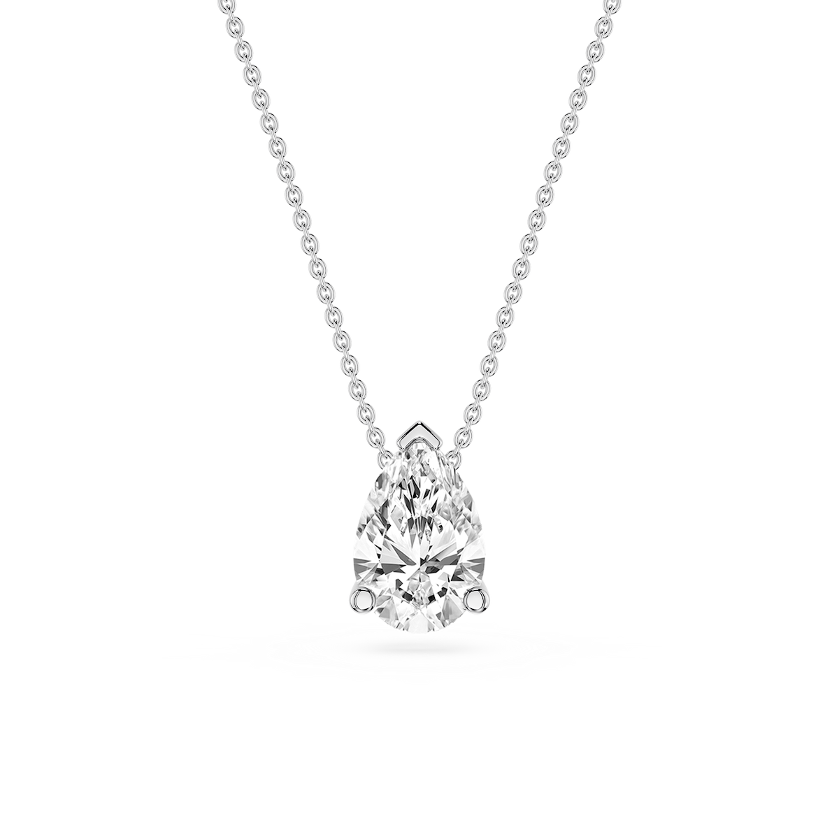 Pear Lab Grown Diamond 3 Prong Solitaire Slider Pendant - 16 to 18 Inches