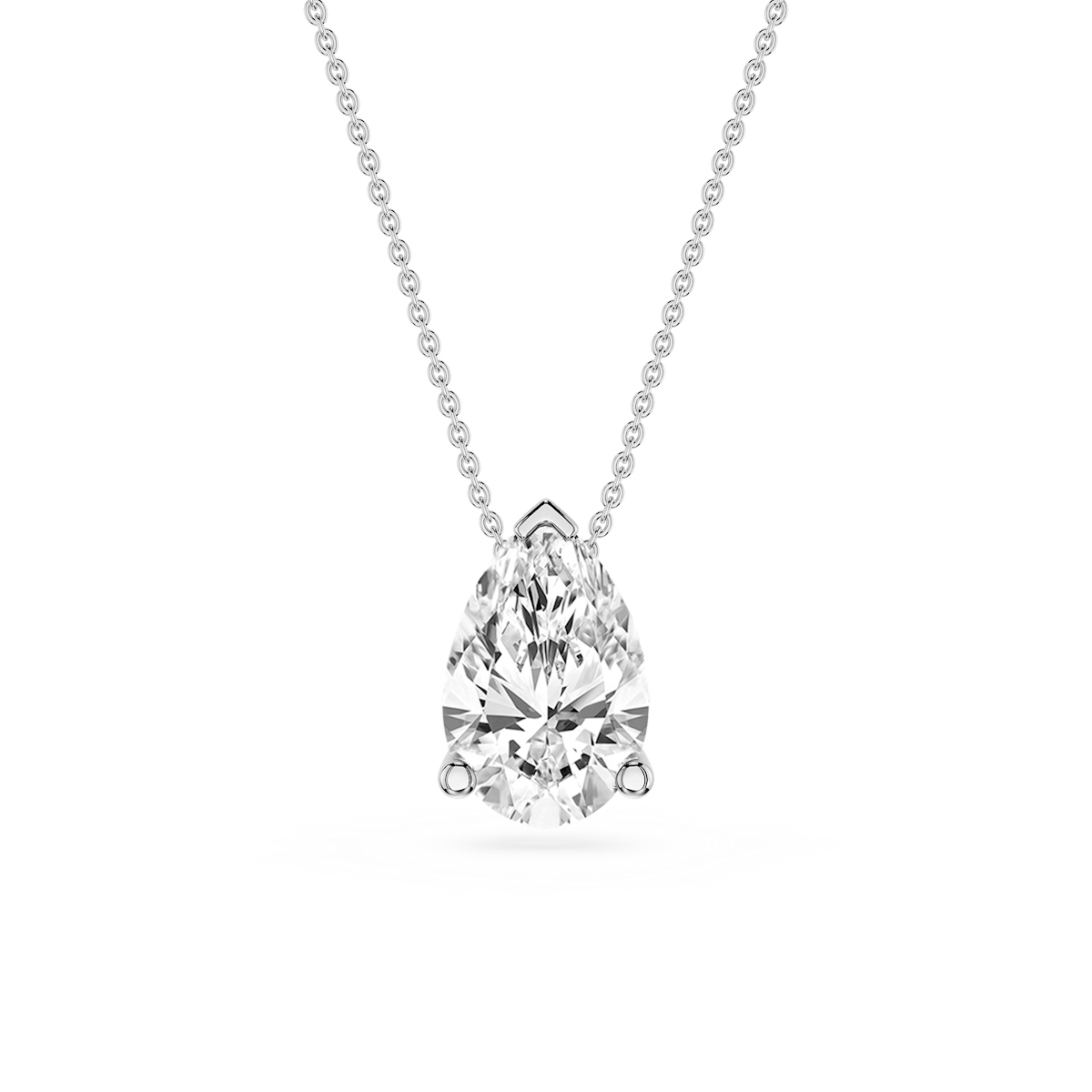 Pear Lab Grown Diamond 3 Prong Solitaire Slider Pendant - 16 to 18 Inches