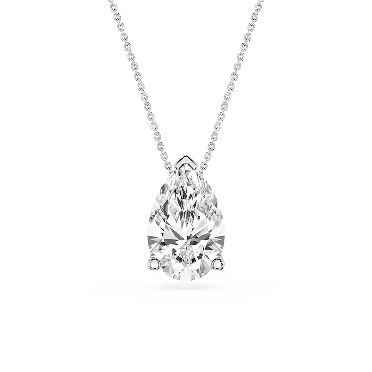 Pear Lab Grown Diamond 3 Prong Solitaire Slider Pendant - 16 to 18 Inches