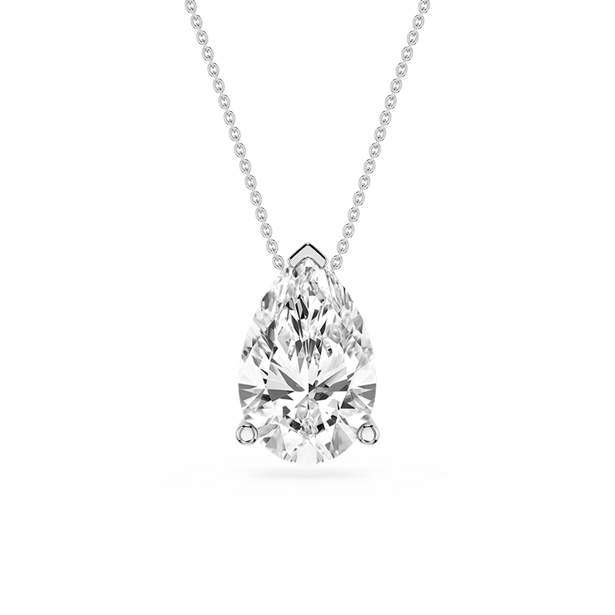 Pear Lab Grown Diamond 3 Prong Solitaire Slider Pendant - 16 to 18 Inches