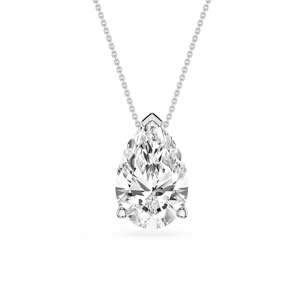 Pear Lab Grown Diamond 3 Prong Solitaire Slider Pendant - 16 to 18 Inches