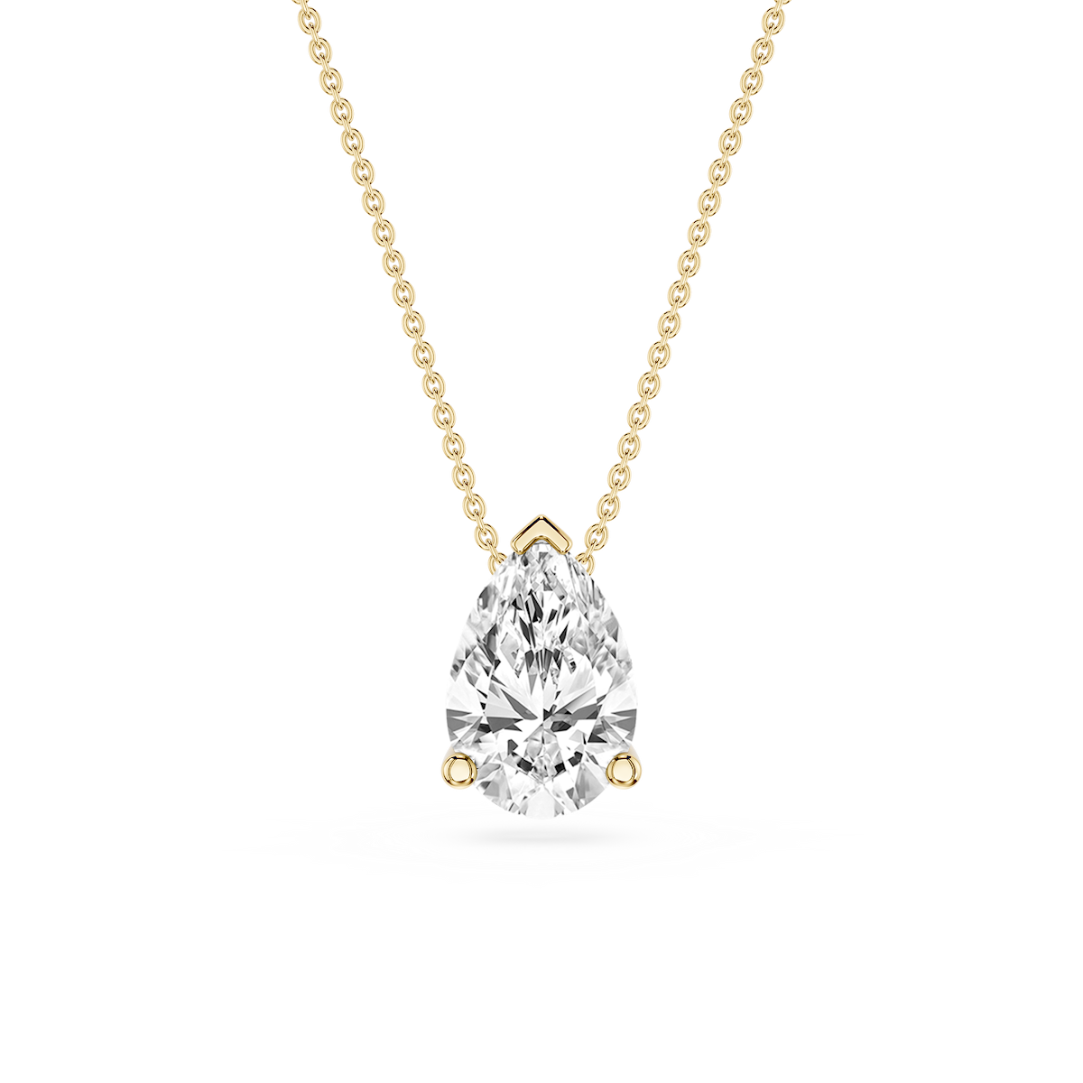 Pear Lab Grown Diamond 3 Prong Solitaire Slider Pendant - 16 to 18 Inches