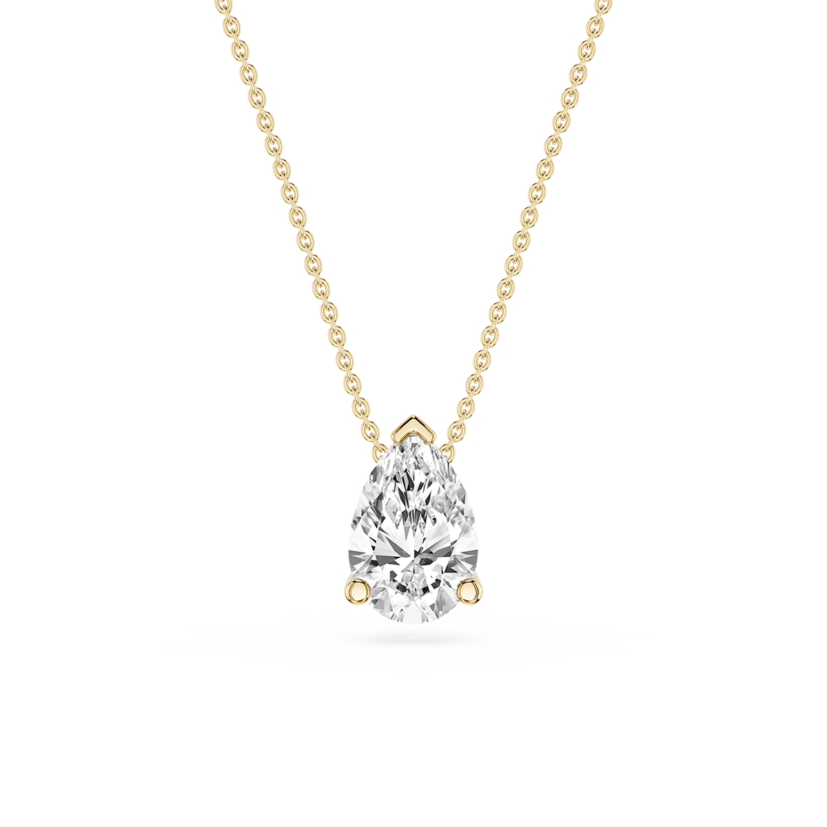 Pear Lab Grown Diamond 3 Prong Solitaire Slider Pendant - 16 to 18 Inches