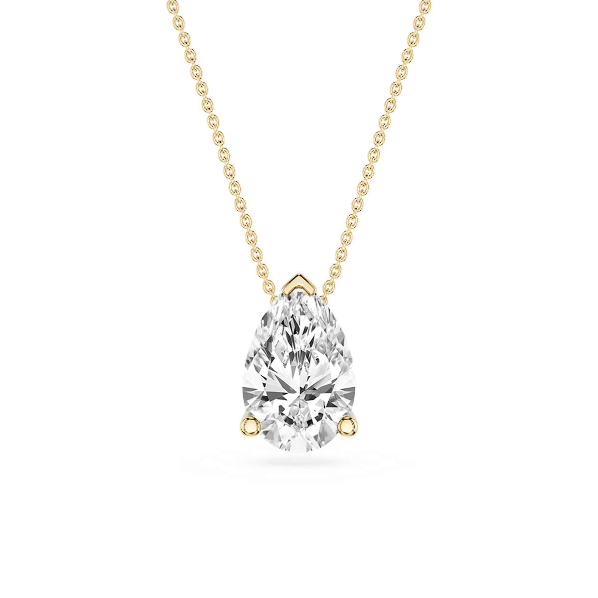 Pear Lab Grown Diamond 3 Prong Solitaire Slider Pendant - 16 to 18 Inches