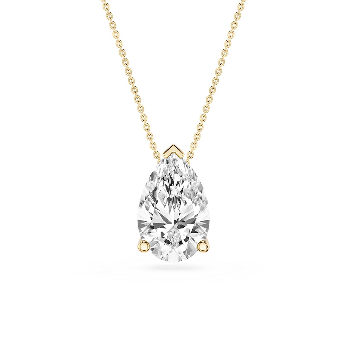 Pear Lab Grown Diamond 3 Prong Solitaire Slider Pendant - 16 to 18 Inches