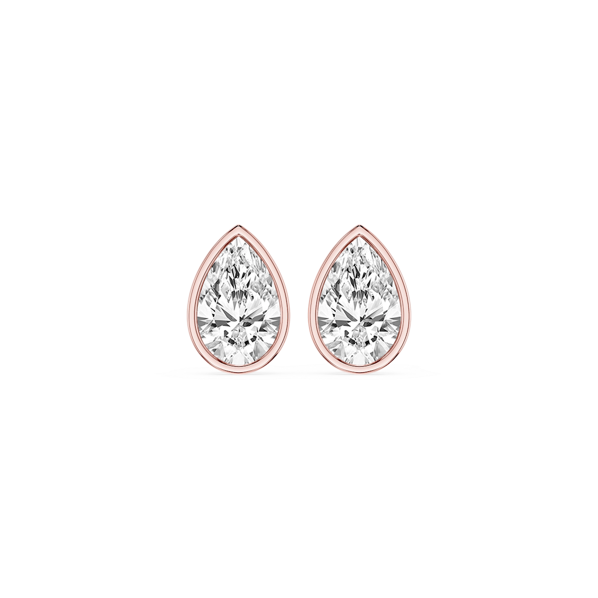 Pear Lab Grown Diamond Bezel Set Certified Stud Earrings