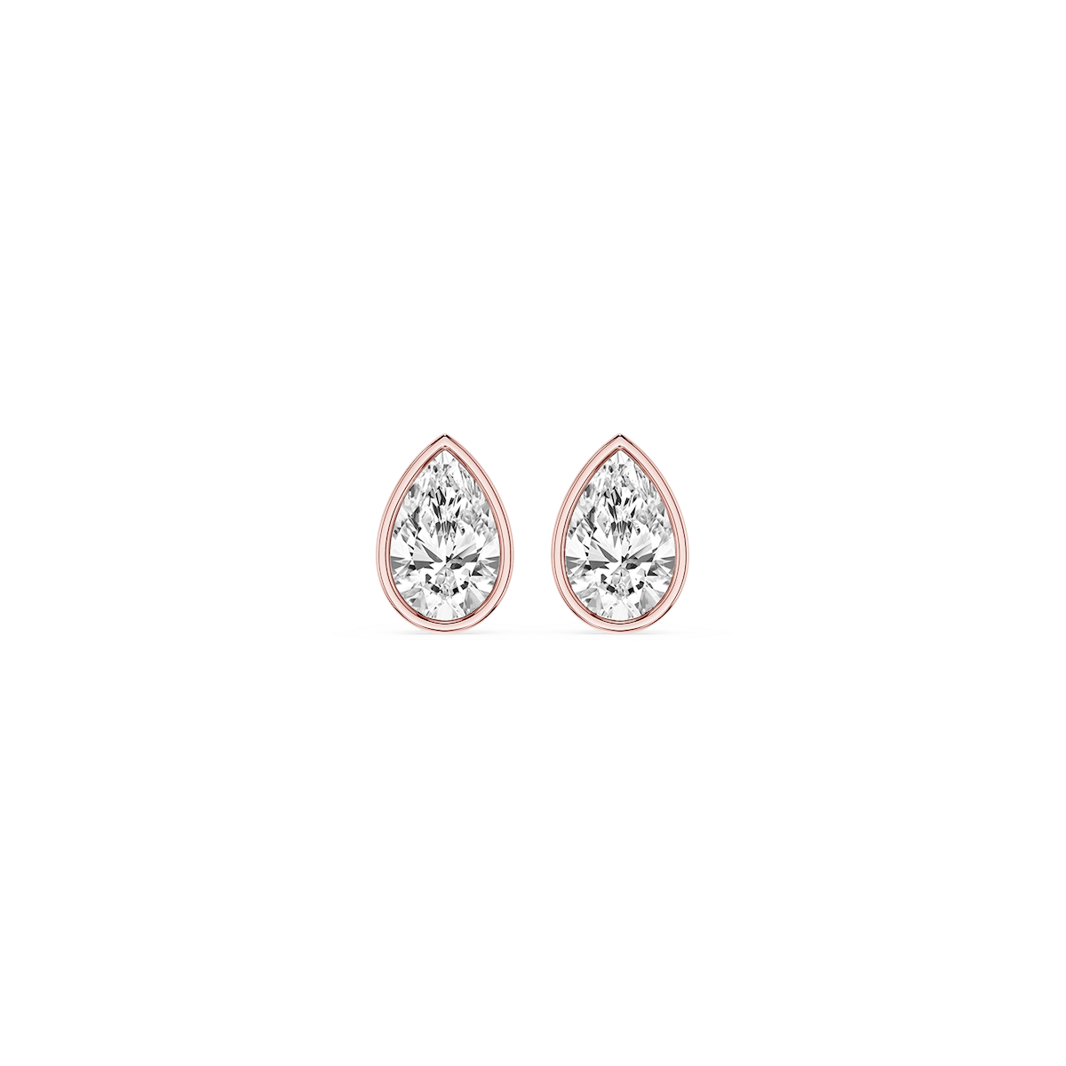 Pear Lab Grown Diamond Bezel Set Certified Stud Earrings