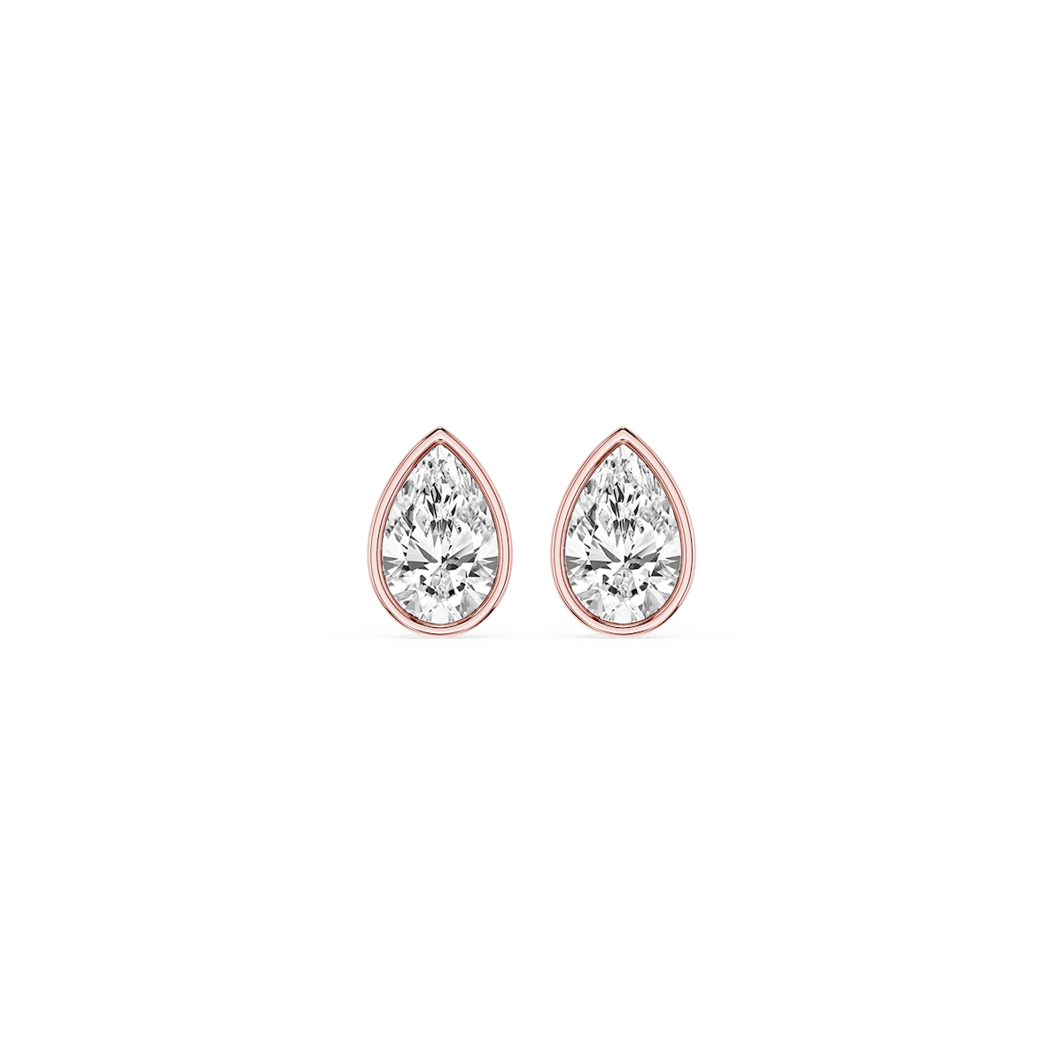 Pear Lab Grown Diamond Bezel Set Certified Stud Earrings