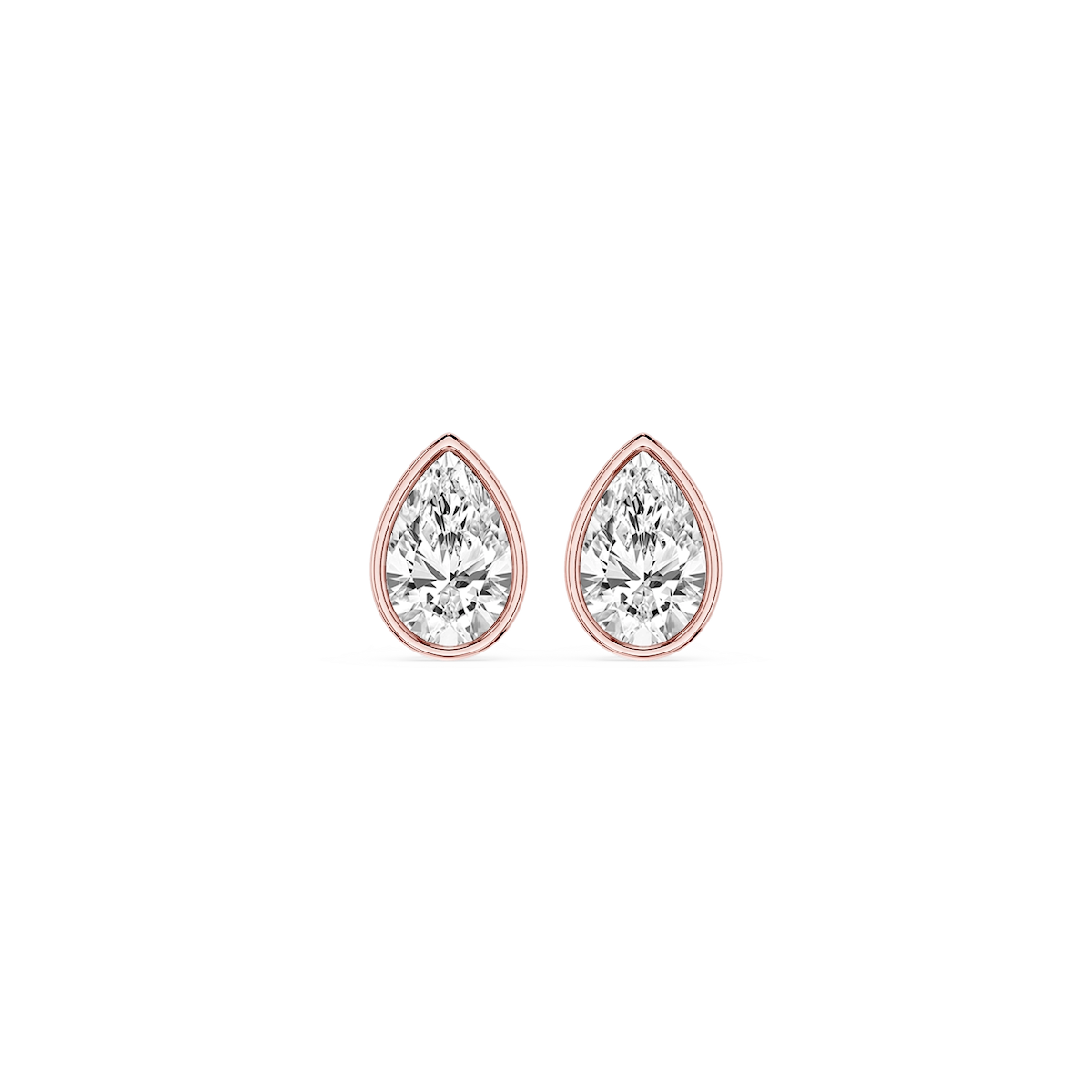Pear Lab Grown Diamond Bezel Set Certified Stud Earrings