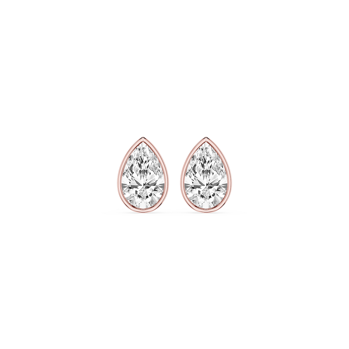 Pear Lab Grown Diamond Bezel Set Certified Stud Earrings