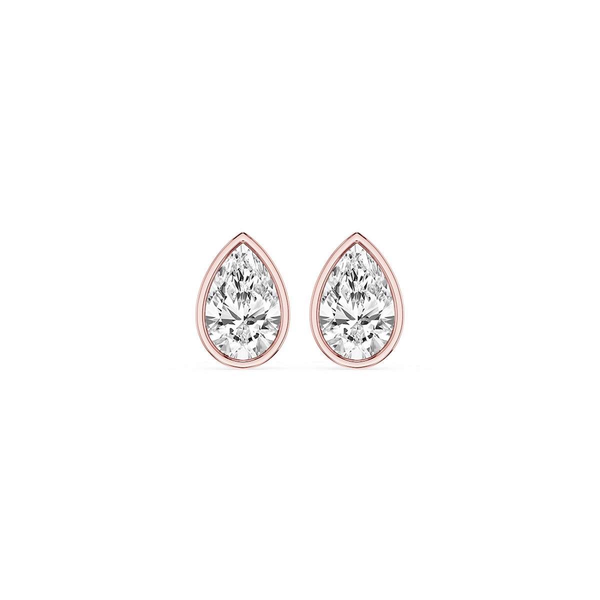 Pear Lab Grown Diamond Bezel Set Certified Stud Earrings