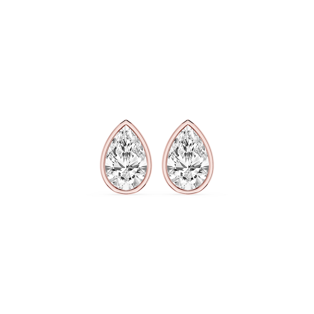 Pear Lab Grown Diamond Bezel Set Certified Stud Earrings
