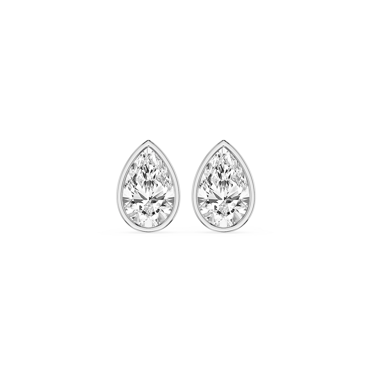 Pear Lab Grown Diamond Bezel Set Certified Stud Earrings