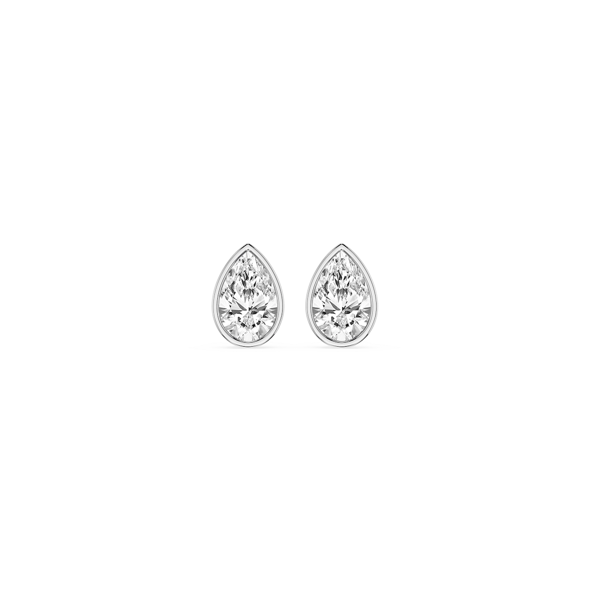 Pear Lab Grown Diamond Bezel Set Certified Stud Earrings