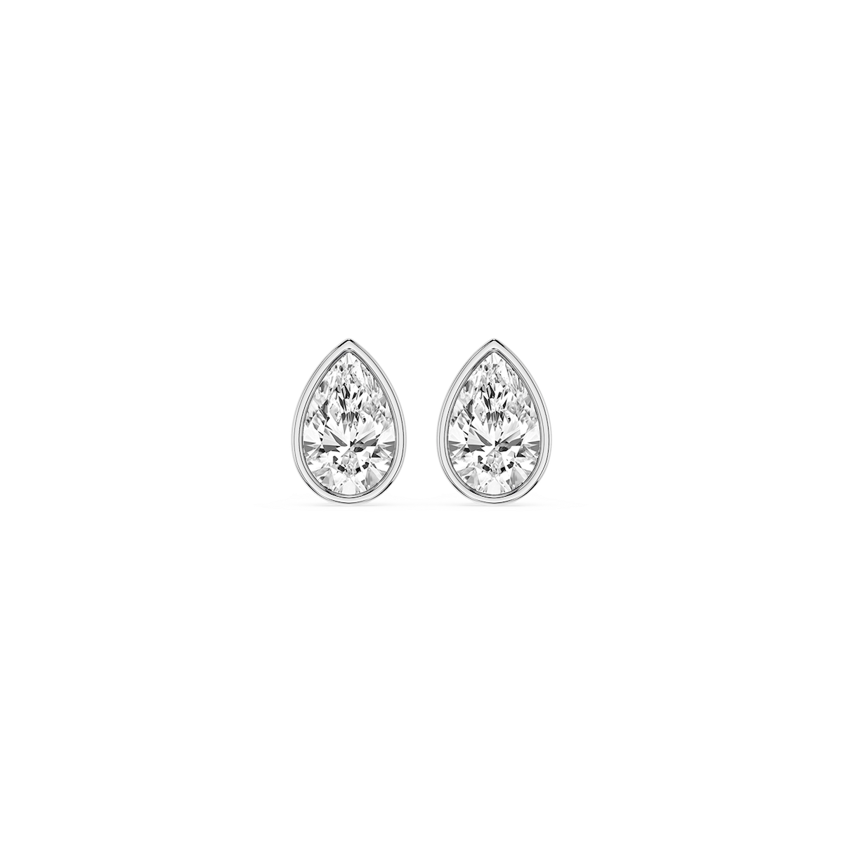 Pear Lab Grown Diamond Bezel Set Certified Stud Earrings