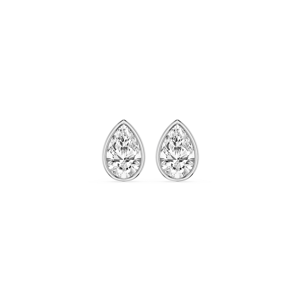 Pear Lab Grown Diamond Bezel Set Certified Stud Earrings