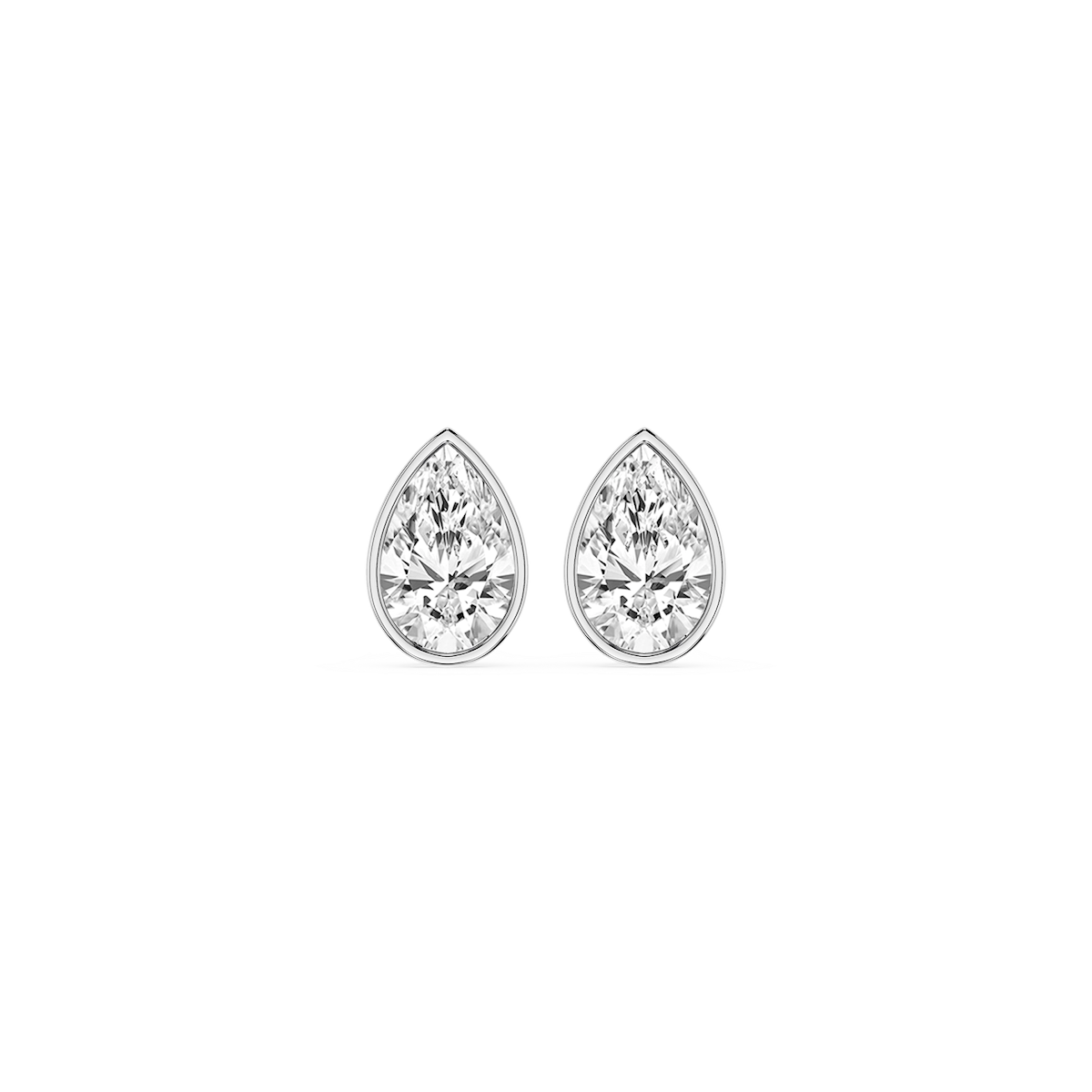 Pear Lab Grown Diamond Bezel Set Certified Stud Earrings