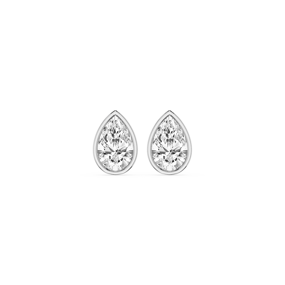 Pear Lab Grown Diamond Bezel Set Certified Stud Earrings