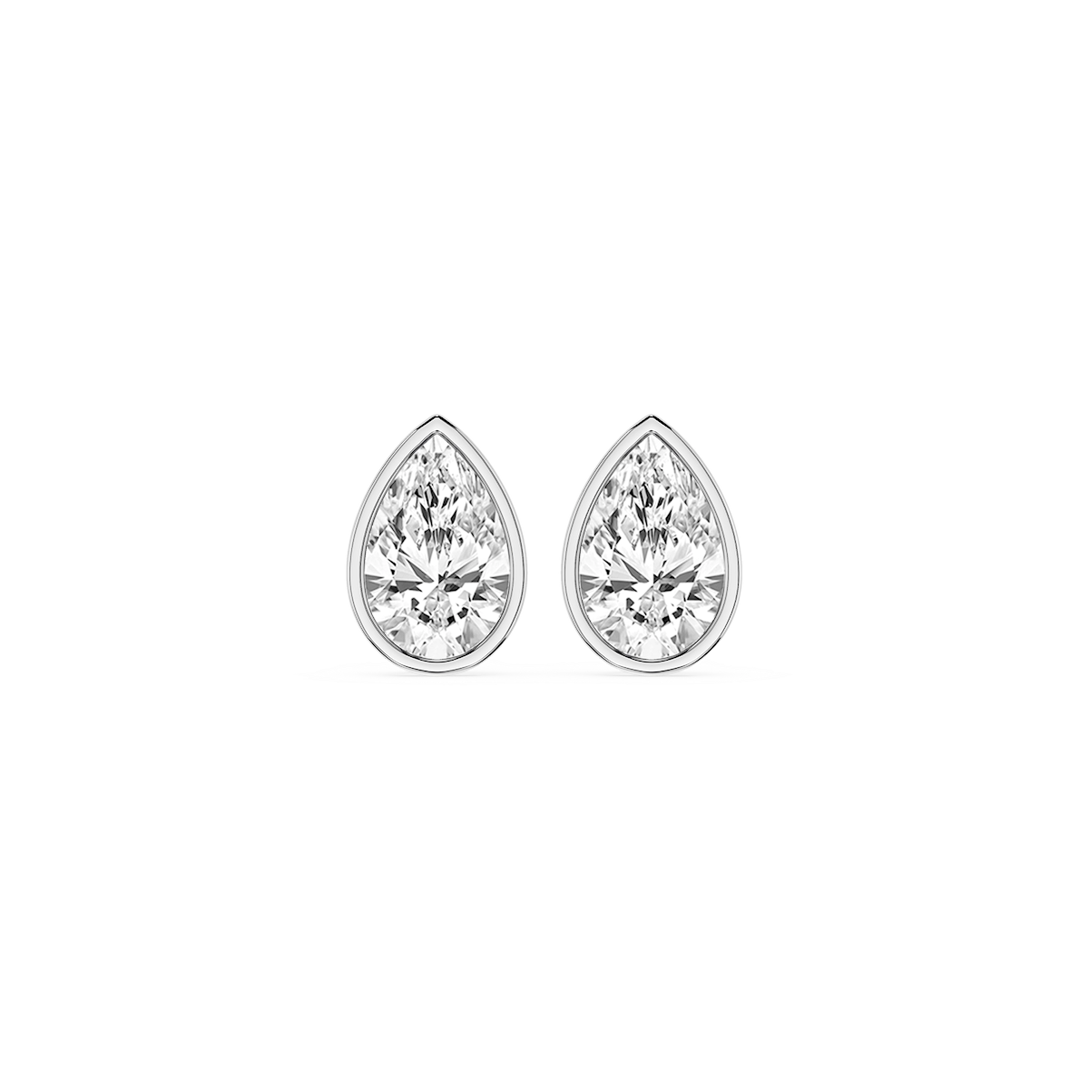 Pear Lab Grown Diamond Bezel Set Certified Stud Earrings