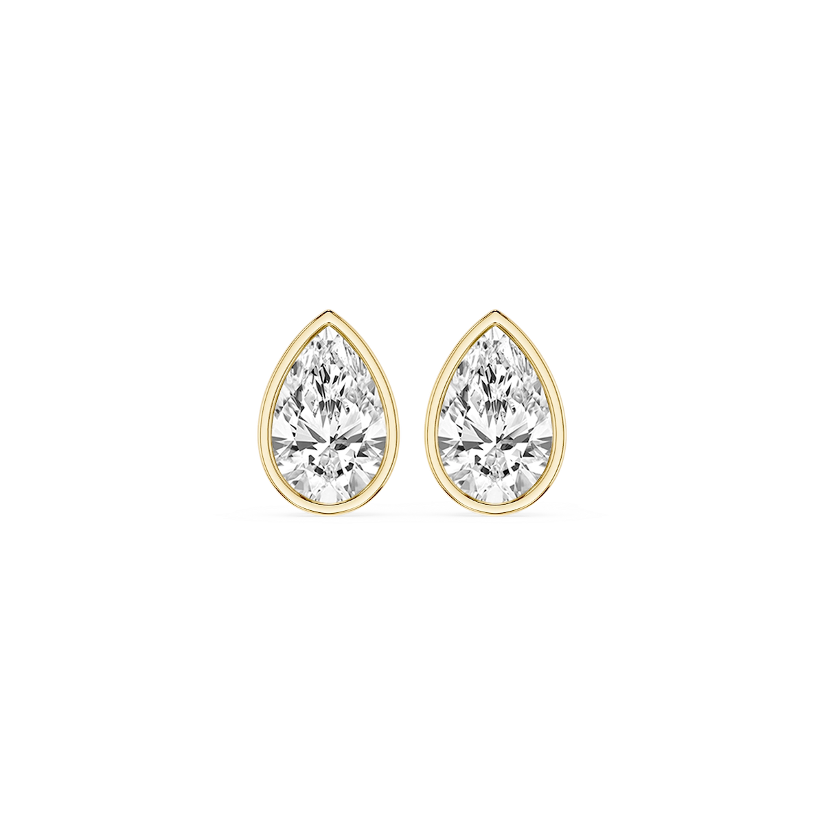 Pear Lab Grown Diamond Bezel Set Certified Stud Earrings