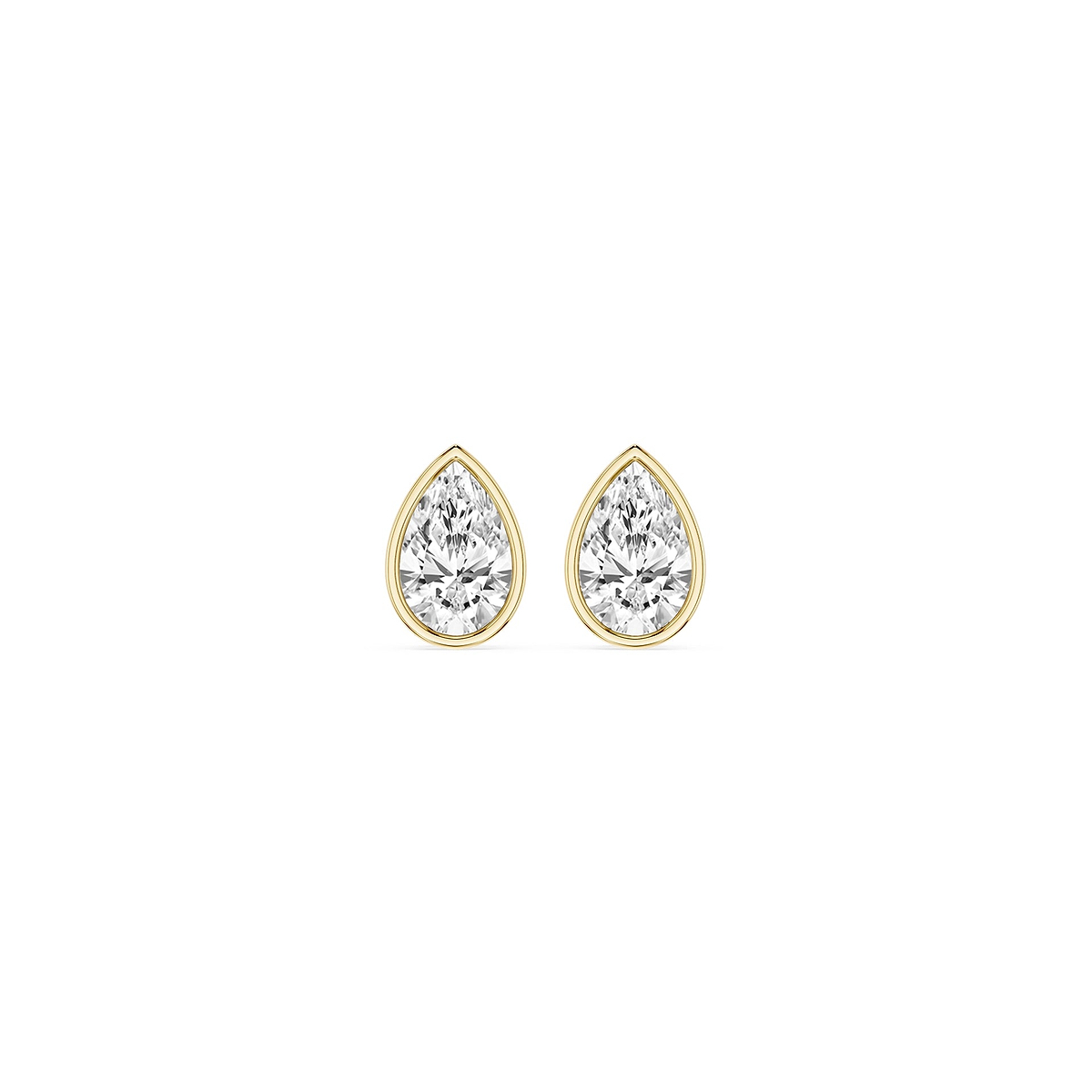 Pear Lab Grown Diamond Bezel Set Certified Stud Earrings