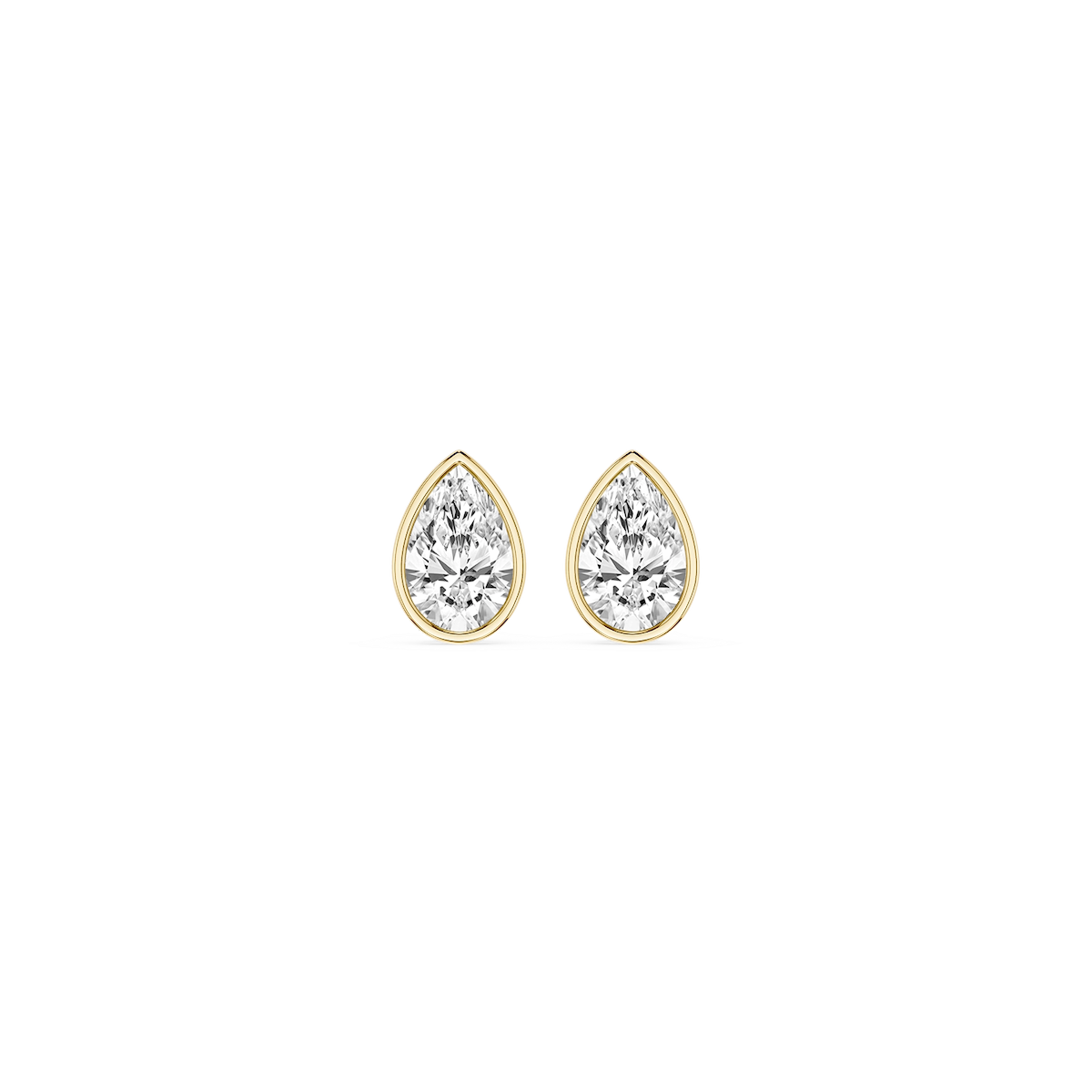 Pear Lab Grown Diamond Bezel Set Certified Stud Earrings