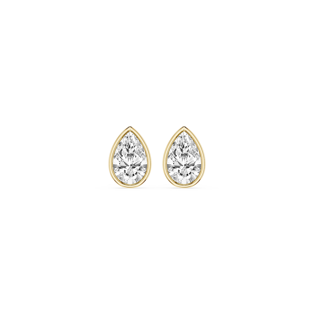 Pear Lab Grown Diamond Bezel Set Certified Stud Earrings