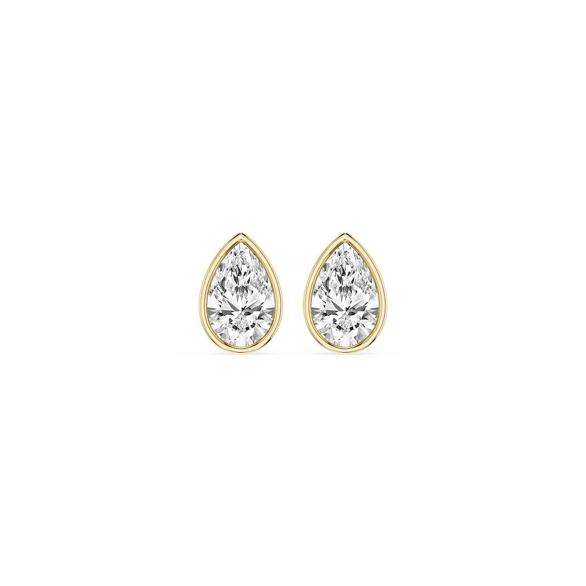 Pear Lab Grown Diamond Bezel Set Certified Stud Earrings