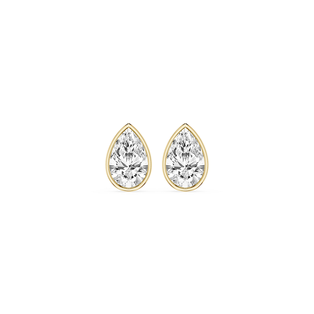 Pear Lab Grown Diamond Bezel Set Certified Stud Earrings
