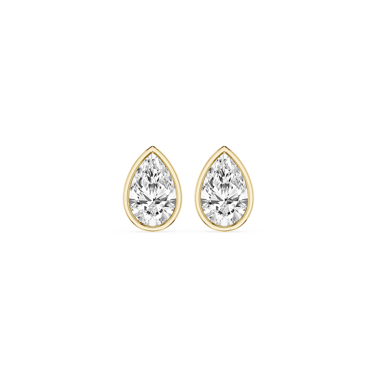 Pear Lab Grown Diamond Bezel Set Certified Stud Earrings