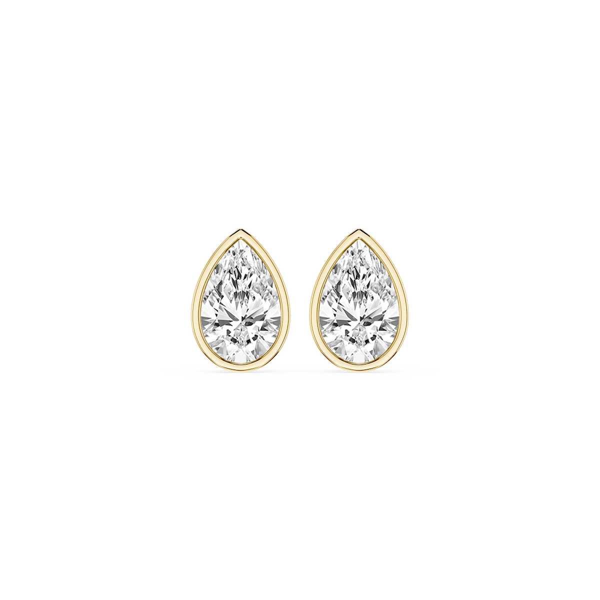 Pear Lab Grown Diamond Bezel Set Certified Stud Earrings