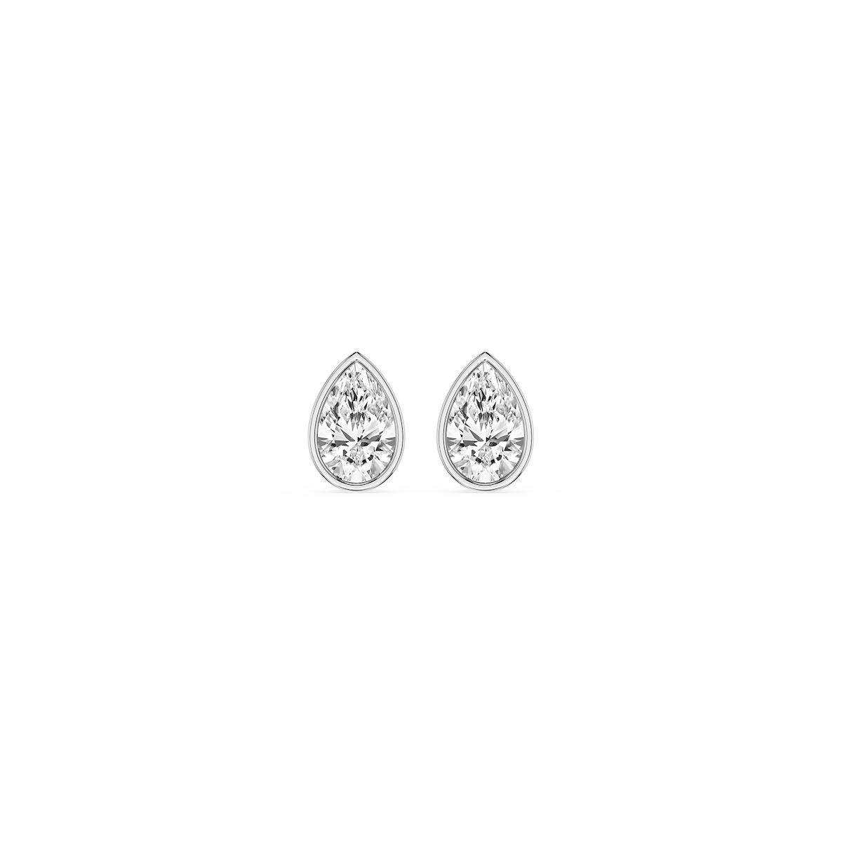Pear Lab Grown Diamond Bezel Set Stud Earrings