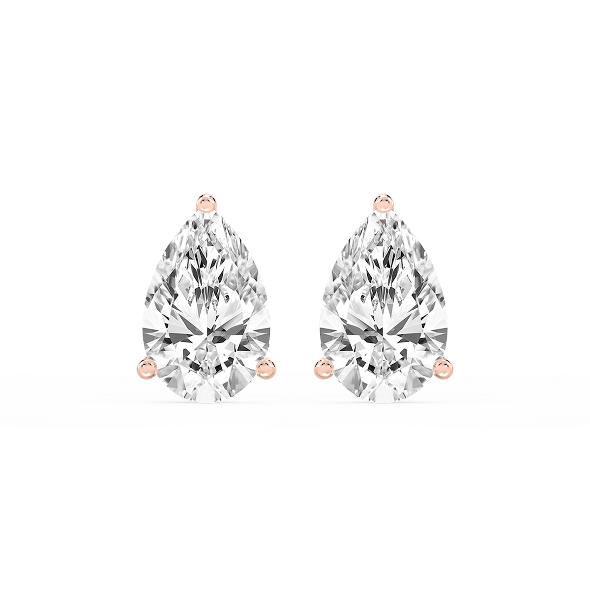Pear Lab Grown Diamond Classic Three Prong Martini Stud Earrings