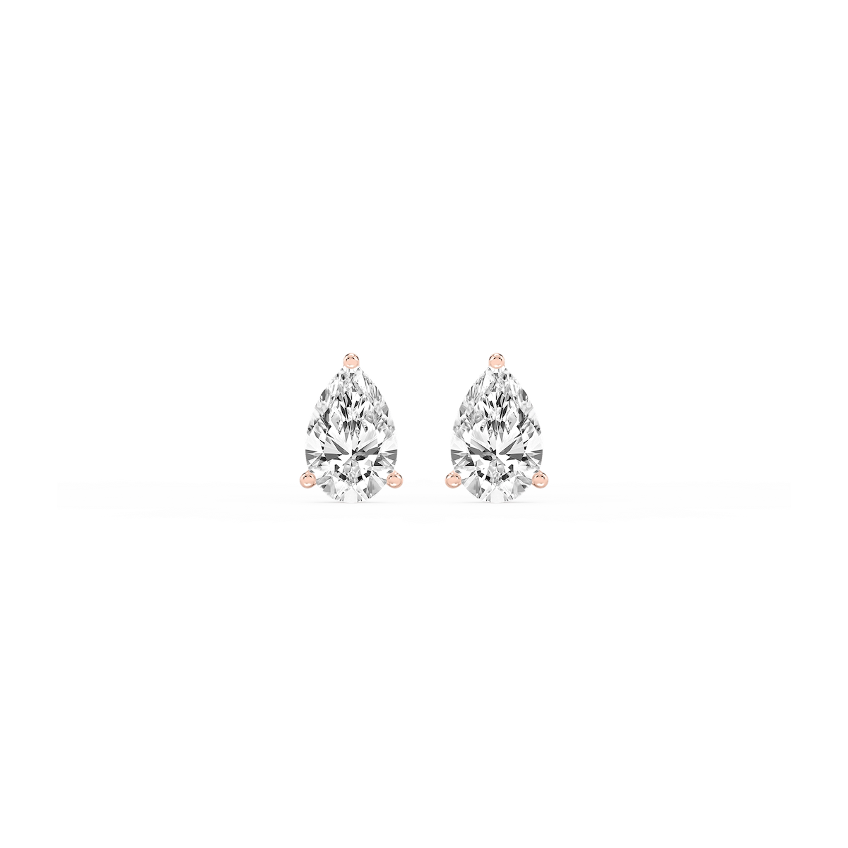 Pear Lab Grown Diamond Classic Three Prong Martini Stud Earrings