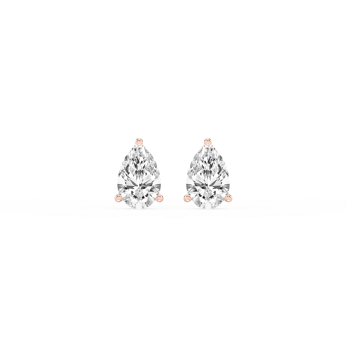 Pear Lab Grown Diamond Classic Three Prong Martini Stud Earrings