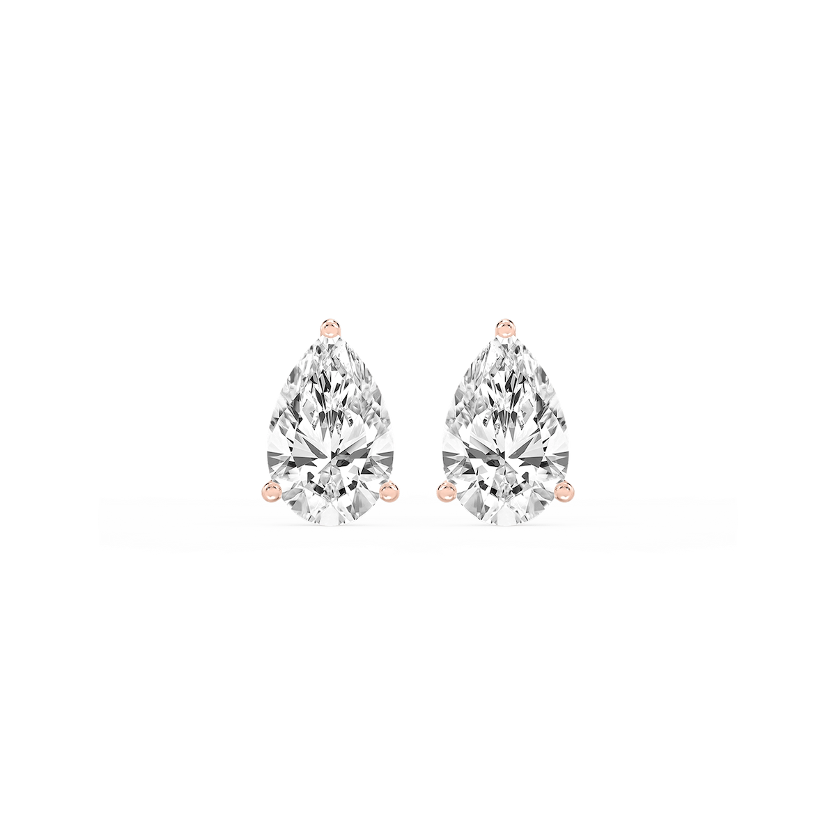 Pear Lab Grown Diamond Classic Three Prong Martini Stud Earrings