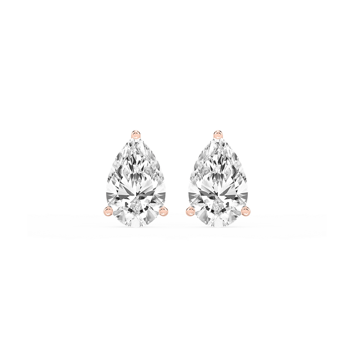 Pear Lab Grown Diamond Classic Three Prong Martini Stud Earrings